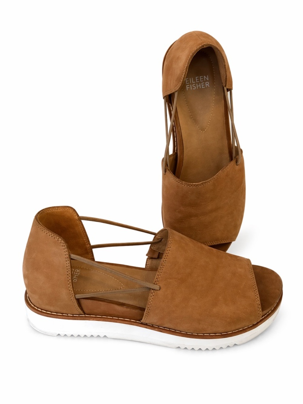Eileen Fisher Tan Leather Slingback Sandals